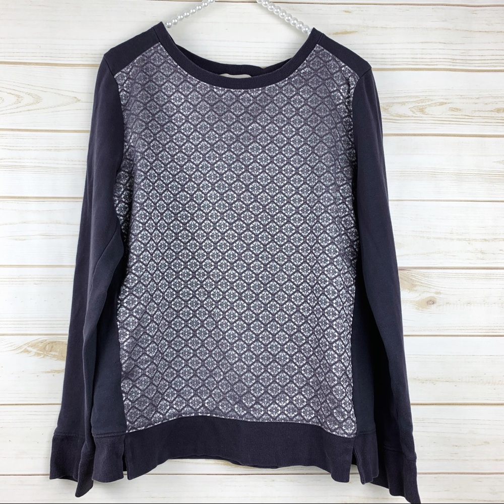 Loft Silver Metallic Thread Patterned Sweatshirt - image 3